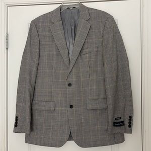 Joseph & Feiss Gold Classic Fit Wool Blazer Plaid Houndstooth 41 Regular